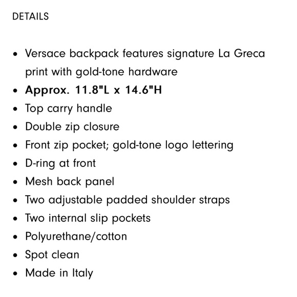 New! Versace Backpack with Signature La Greca Print and gold-tone hardware - Picture 6 of 6